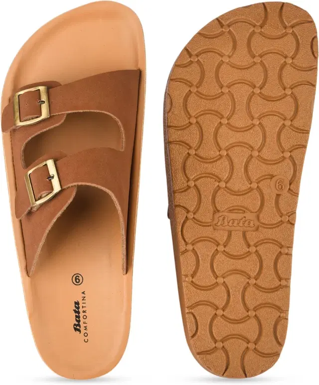 Bata Flat Sandals for Women (Brown, 4 UK/India)