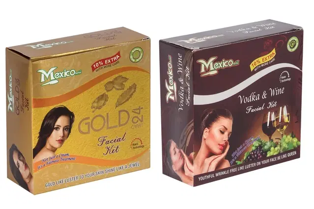 Maxico Herbs Gold with Vodka & Wine Facial Kits, Pack of 2