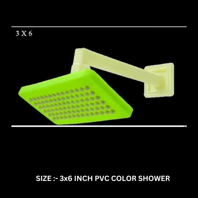 Plastic Shower Head, 3x6 inches with Arm Complete Shower Set, Green, Set of 1