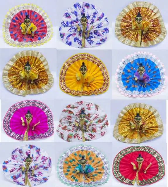 BHARDWAJ RETAILS Beautiful Combo Pack of 12 dress for laddu gopal ji, Pack of 1 (Assorted) (BR81)