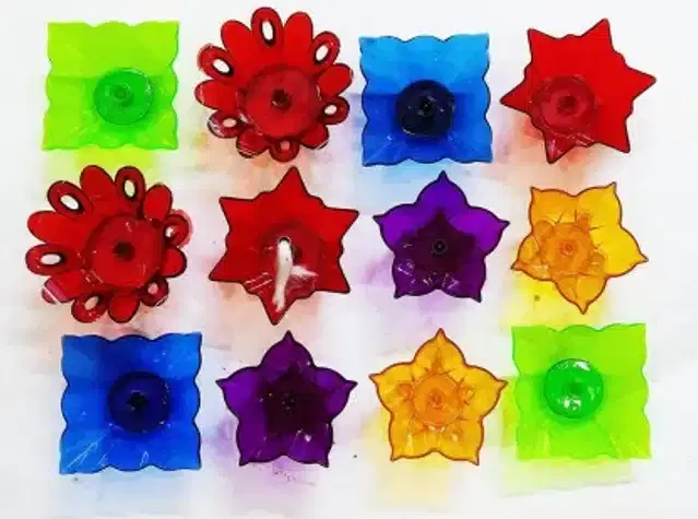 3D Diya Diwali Lights, Multicolor, Pack of 12