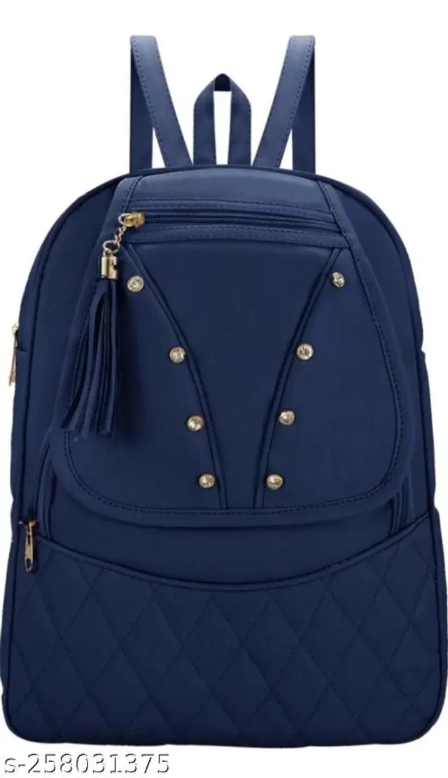 PU Backpack for Women (Navy Blue)