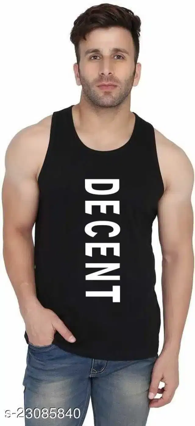 Mens Printed Gym Vest (Black, M) (S-62)