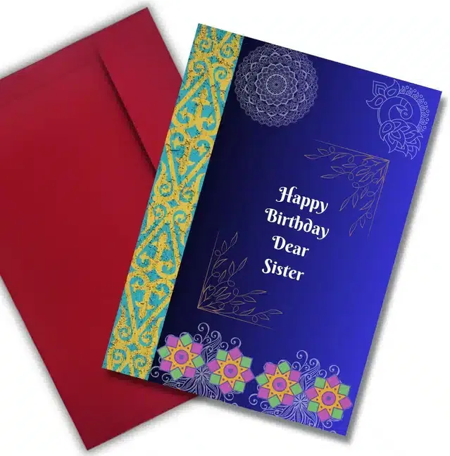 Birthday Greeting Card with Envelope for Sister, Multicolor, Set of 1