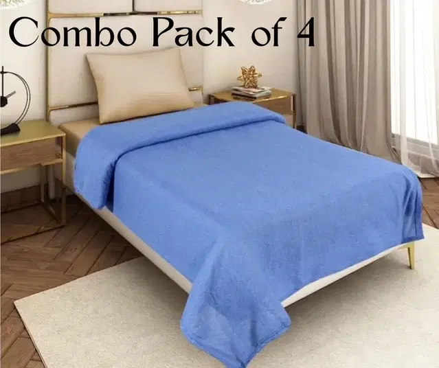 Combo Pack of 4 Arch Melange Fleece Blanket 380gms 120x220cm Blue