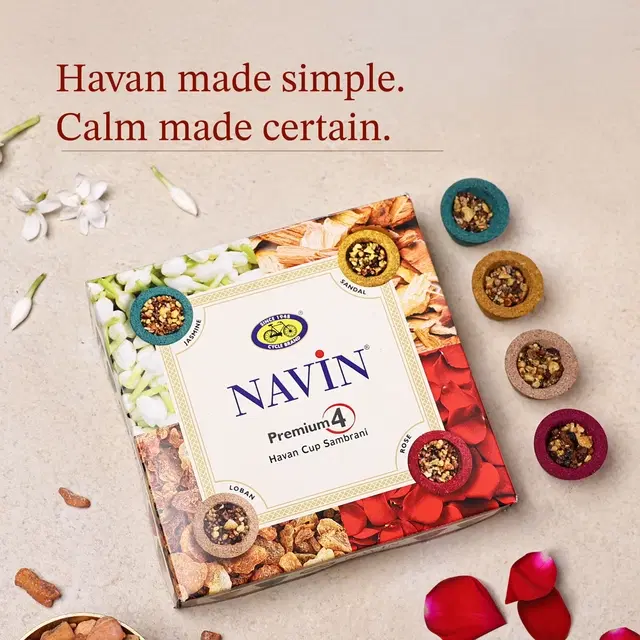 Navin 4-in-1 Havan Sambrani Cup Assorted, 12 N (Box)