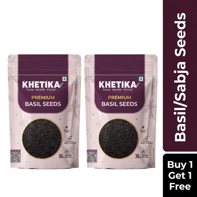 Khetika Basil/ Sabja Seeds 2X200 g (Buy 1 Get 1 Free)