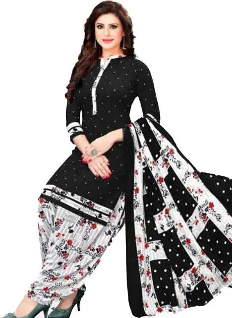 Yashika Unstitched Crepe Salwar Suit Material (Black) (Y-233)
