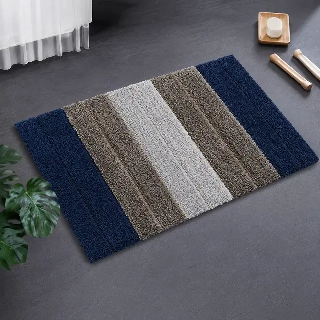 SimpleHome Luxury Stripe Doormat 38x58cm Blue