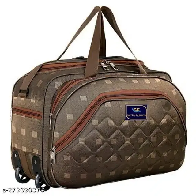 Nylon Strolley Duffel Bag, Brown, 60 L