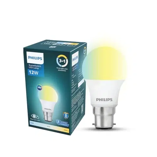 Philips SceneSwitch 12w Led Bulb | 3-In-1 Light Modes Cdl-nw-ww | B22 Base | Change Brightness With Wall Switch | Energy Efficient | Pack Of 1
