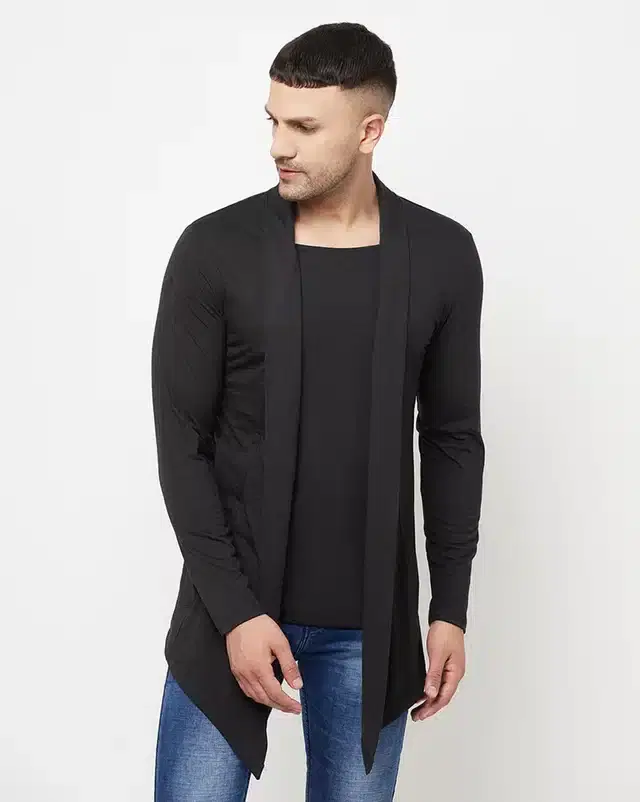 Full Sleeves Solid Shrug for Men (Black, M)