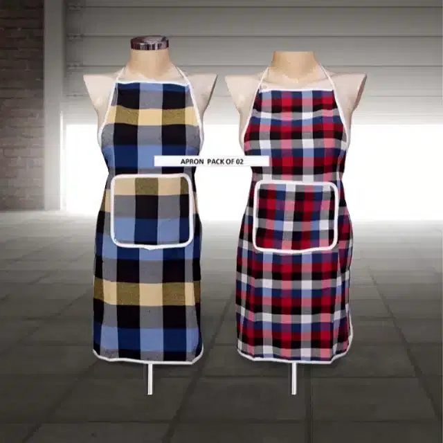 Cotton Kitchen Aprons, Multicolor, Pack of 2