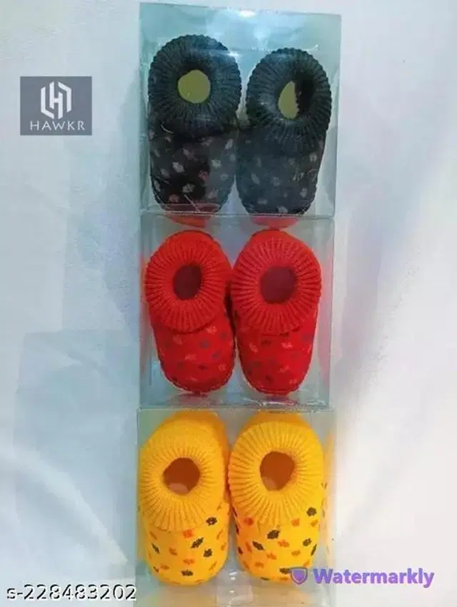 Shoes for Infants, Pack of 3 (Multicolor, 0-3 Months)