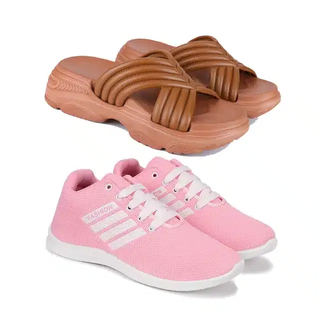 Combo of Sliders & Casual Shoes for Women, Pack of 2 (Multicolor, 7)