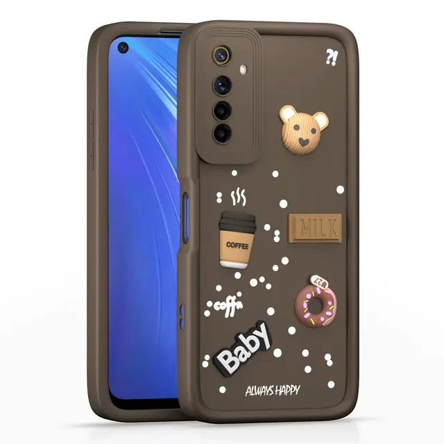 Rubber Mobile Back Cover for Realme 6 (Brown)