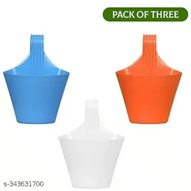Plastic Hanging Planters, Multicolor, Pack of 3