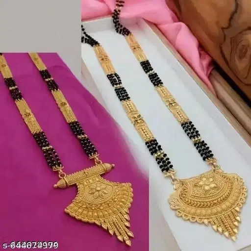 Big Pendant Mangalsutra for Women, Pack of 2 (Gold, 28 inch)