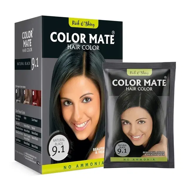 Color Mate No Ammonia Hair Color, 15 g (9.1 Natural Black)