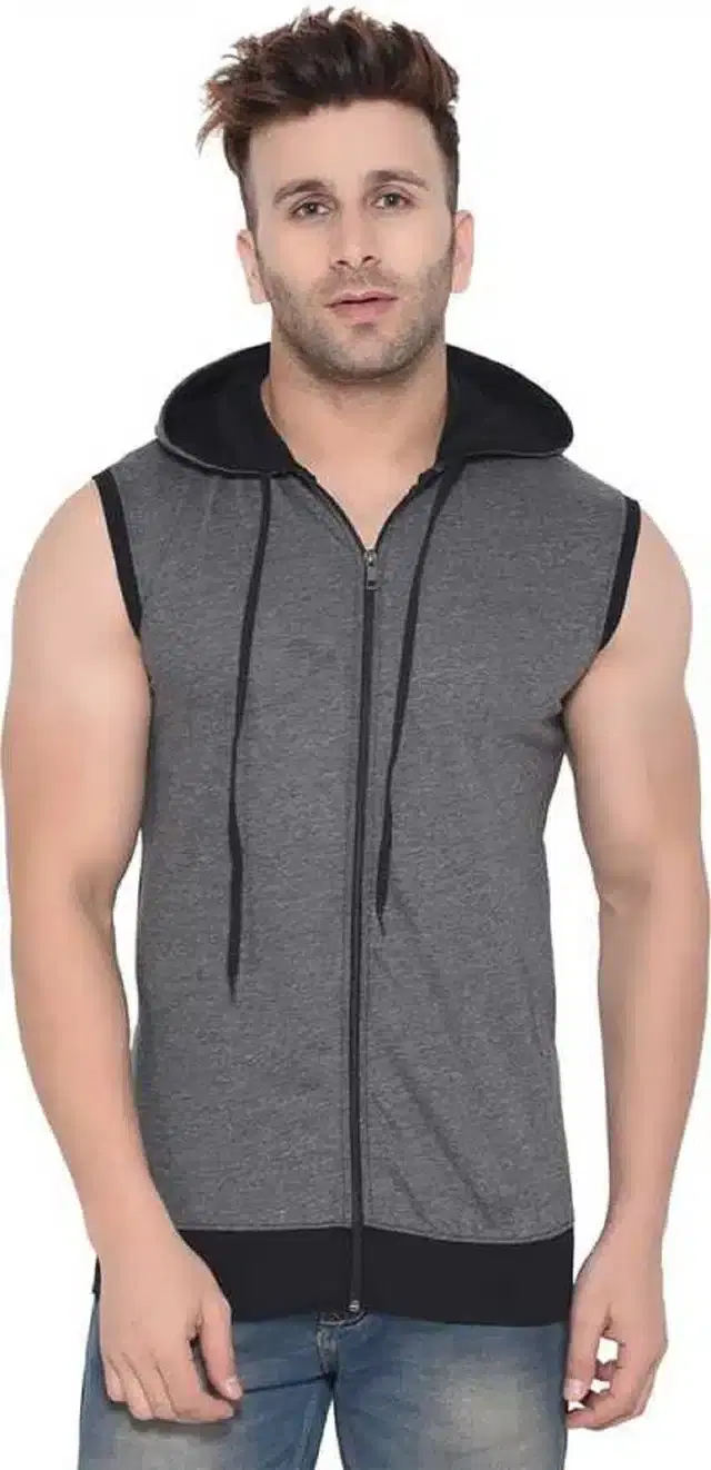 Sleeveless Sweatshirt for Men (Grey, S)