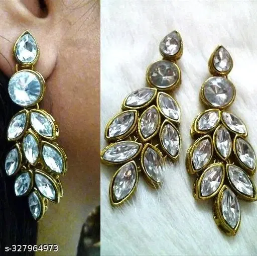 Alloy Kundan Earring for Women & Girls, White