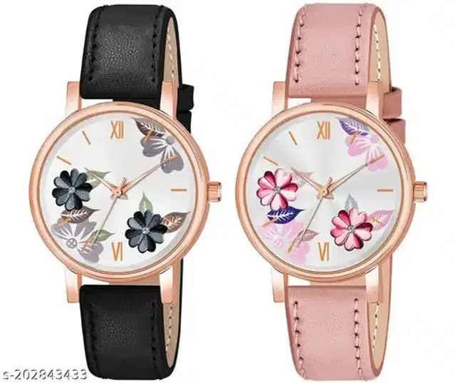 Analog Watch for Women, Pack of 2 (Multicolor)