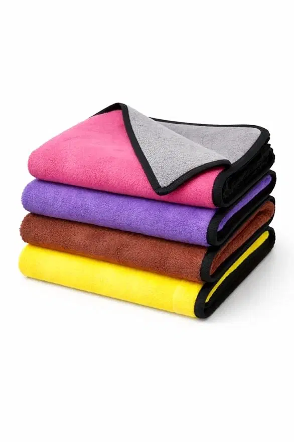 Microfiber Cloths for Vehicles Cleaning, Multicolour, Pack of 4