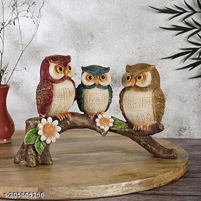 Resin Owls Decorative Showpiece, Brown