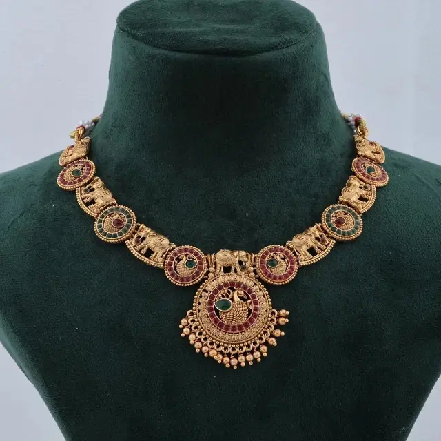 Zircon Gold-plated Jewellery Set for Women (Maroon, Free Size)