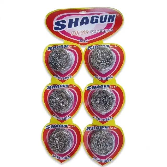 Shagun Metal Steel Scrubber, 15 g, Set of 6