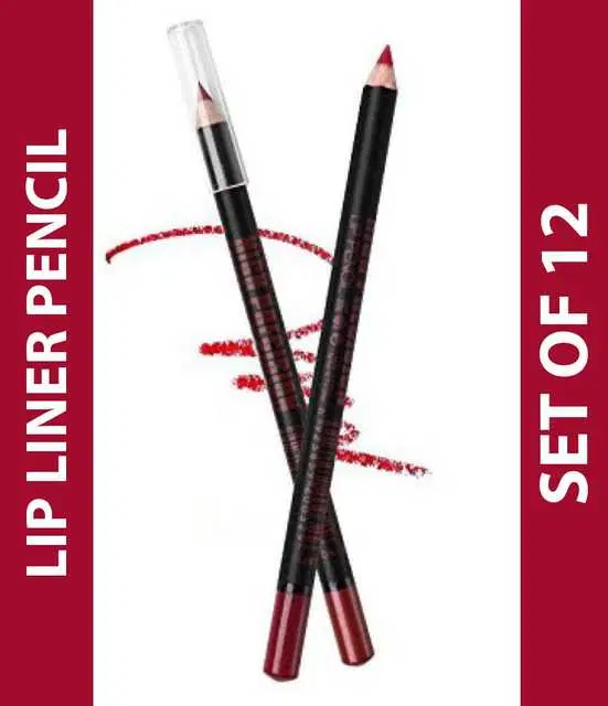 Lenon Makeup Accessory Mn Super Matte High Precision Lip Liner Pencil, Set of 12, D178