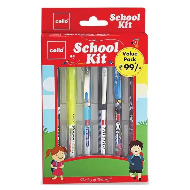 Cello Multipurpose School Multicolour 6 pcs Stationery Kit, Pack of 1