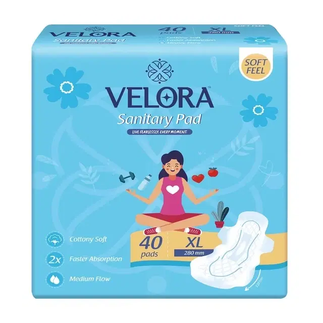Velora Dry Feel Trifold Sanitary Pads (XL) - 40 Pads