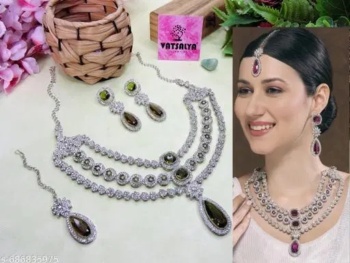 Enchanting Classy Necklace Set for Women (Olive, Free Size)