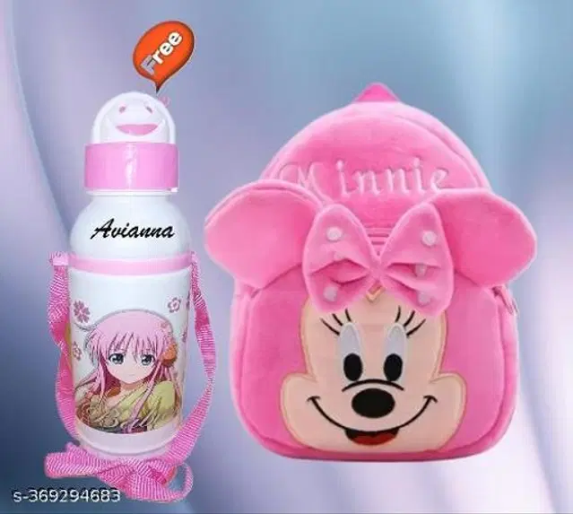 Canvas Backpack with Sipper for Kids, Multicolor, Set of 2