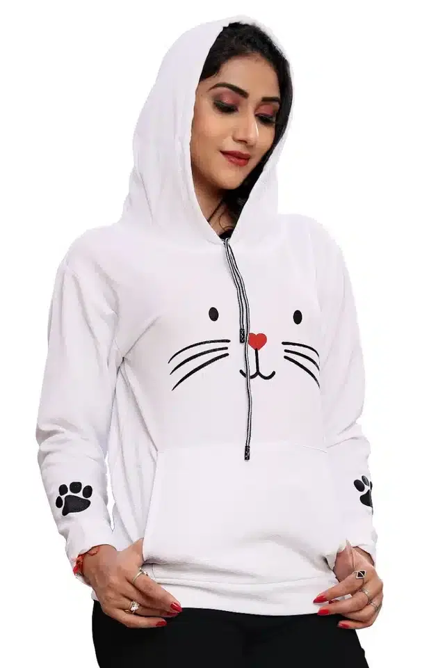 Women's Printed Sweatshirt (White, S)