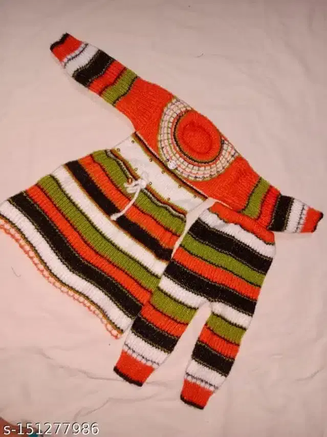 Woolen Sweater & Pant for Girls (Multicolor, 0-3 Months)