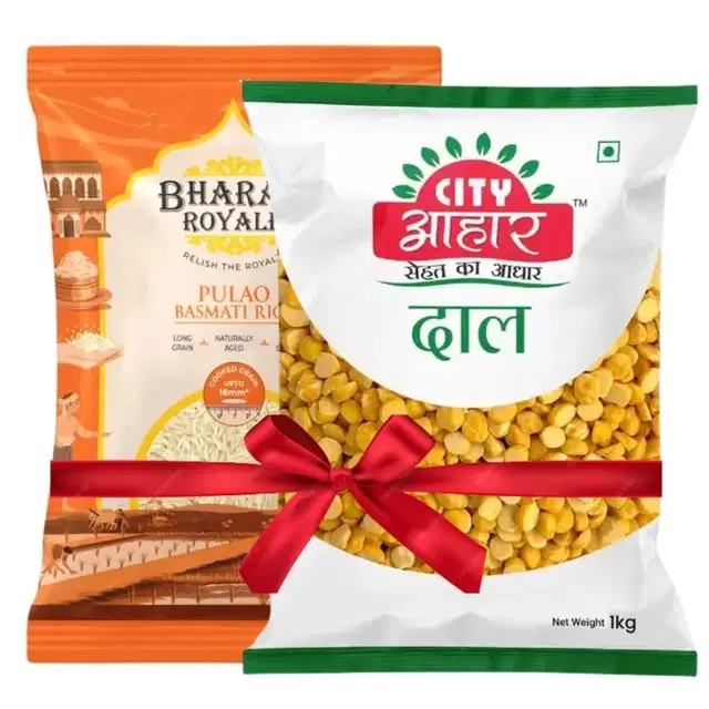 Bharat Royale Pulao Basmati Rice 900 g + City Aahar Chana Dal 1 kg