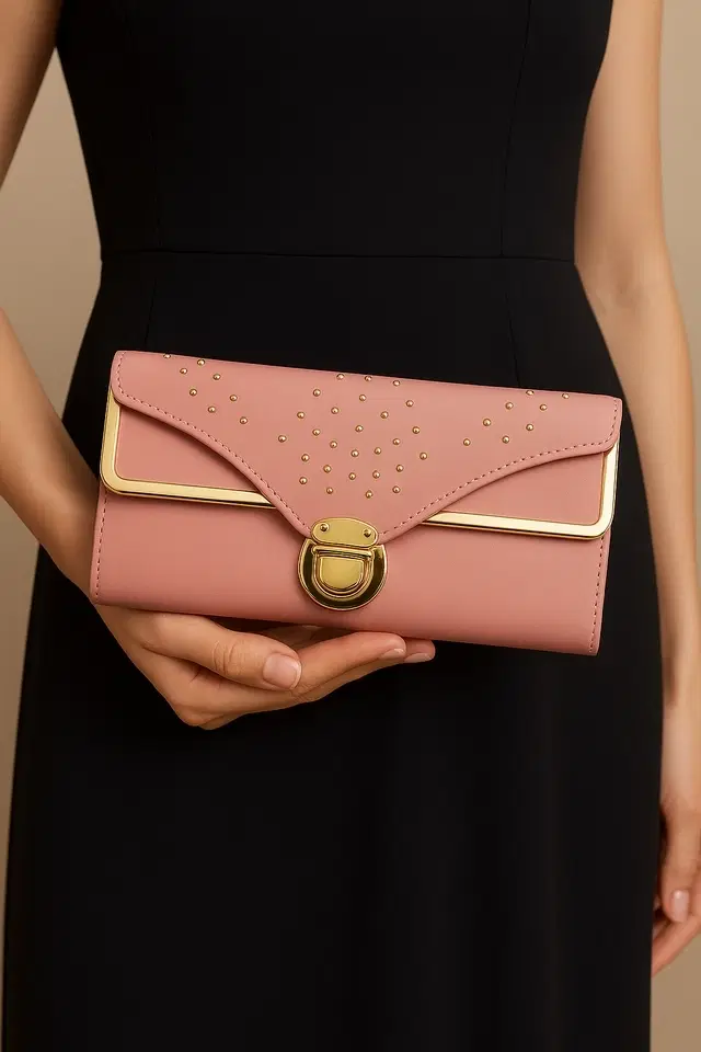 Women's Party wear/ Casual Hand wallet clutch Peach Style 1