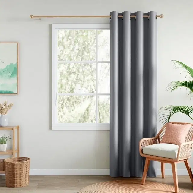 Rivermoor 100% Polyester Blackout Solid Pack Of 1 Door Curtains Essential Drape Grey 114 X 213 Cm