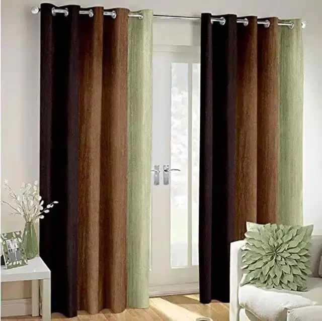 Polyester Solid Door & Window Curtains, Brown, 5 feet