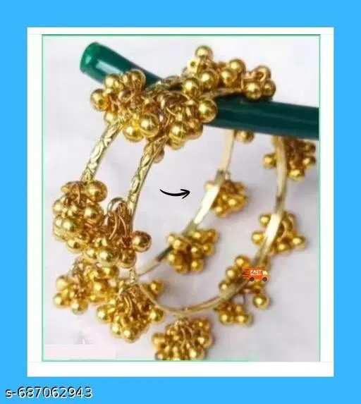 Samridhi latest Ghungroo Bangle for Women - Pack of 2 | Silver Oxidized Traditional Bracelet | Ethnic Hand Jewellery for Girls & Women