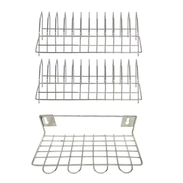 Stainless Steel Dish Rack & Utensil Holder, Set of 3, Silver