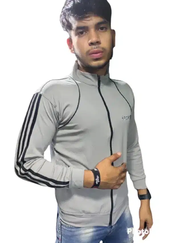 Full Sleeves Jacket for Men (Grey, M)