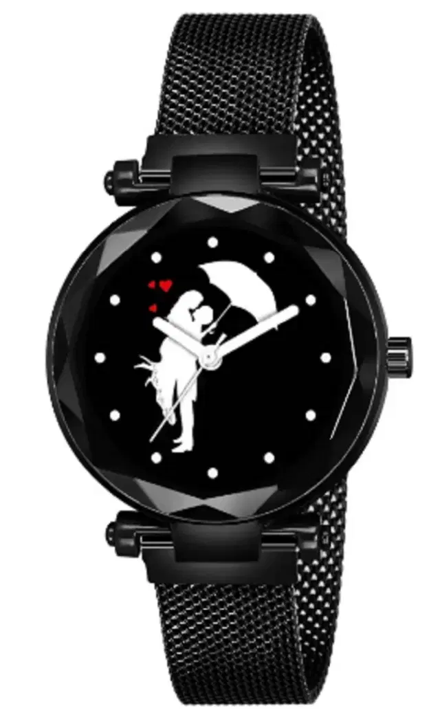 Analog Watch for Women & Girls (Black)