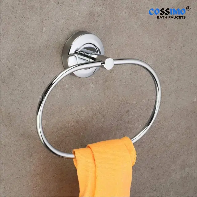 Stainless Steel Multipurpose Towel Ring with Wall Flange, Silver, Set of 1