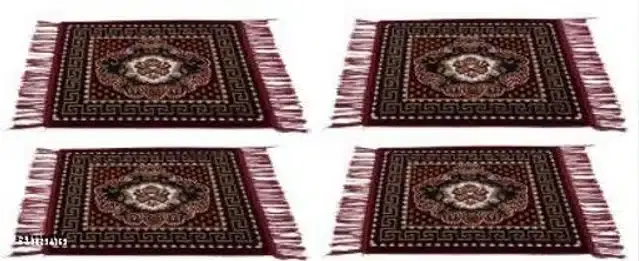 Velvet Pooja Mats for Home, Multicolor, Pack of 4