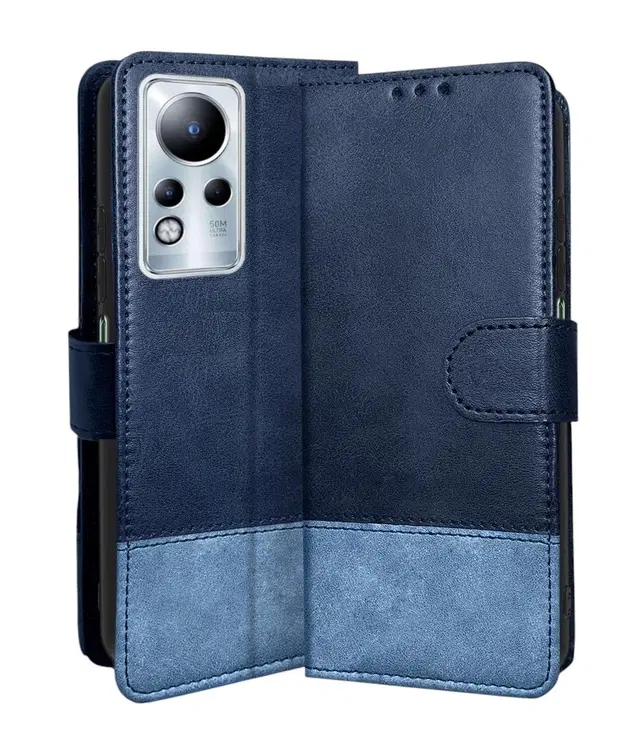 Artificial Leather Flip Cover For Infinix X663 / Note 11, Blue