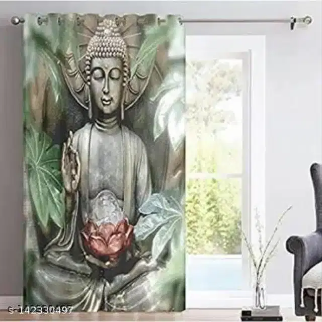 Polyester Window Curtain, Multicolor, 5 Feet, Pack of 2