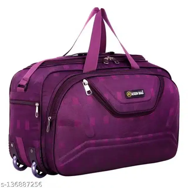 Polyester Trolley Duffel Bag for Men & Women, Purple